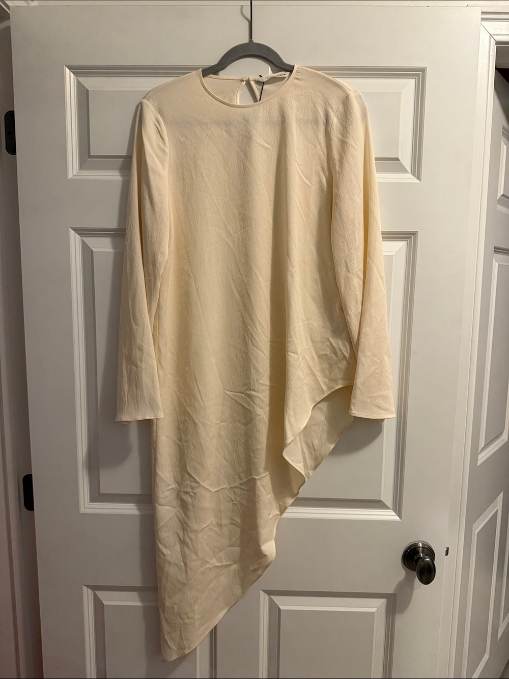 Zara Cream Asymmetrical Long-Sleeve Top